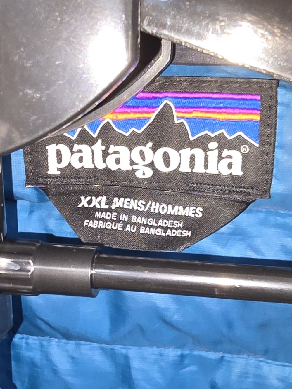 Patagonia Men's Raincoat Jacket in Bright Blue with Multicolor Logo - XXL
